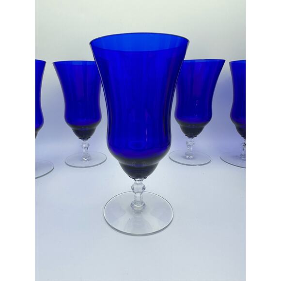 Vintage Louie B Cobalt Blue Iced Tea Glasses FOR 2 GLASSES - Picture 1 of 6